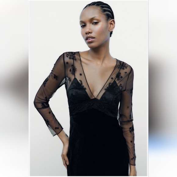 BNWT! Zara Velvet trim dress - Picture 8 of 11